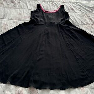 Janice McCarty vintage black rayon fit & flare textured midi dress, size M